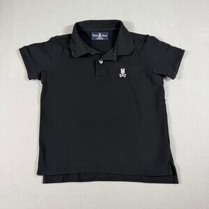 Psycho Bunny Kids black Polo shirt with bunny logo